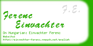 ferenc einvachter business card